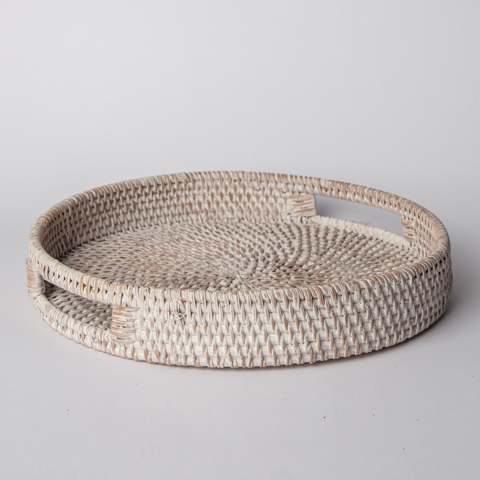 Natural Woven Round Coffee Table Tray