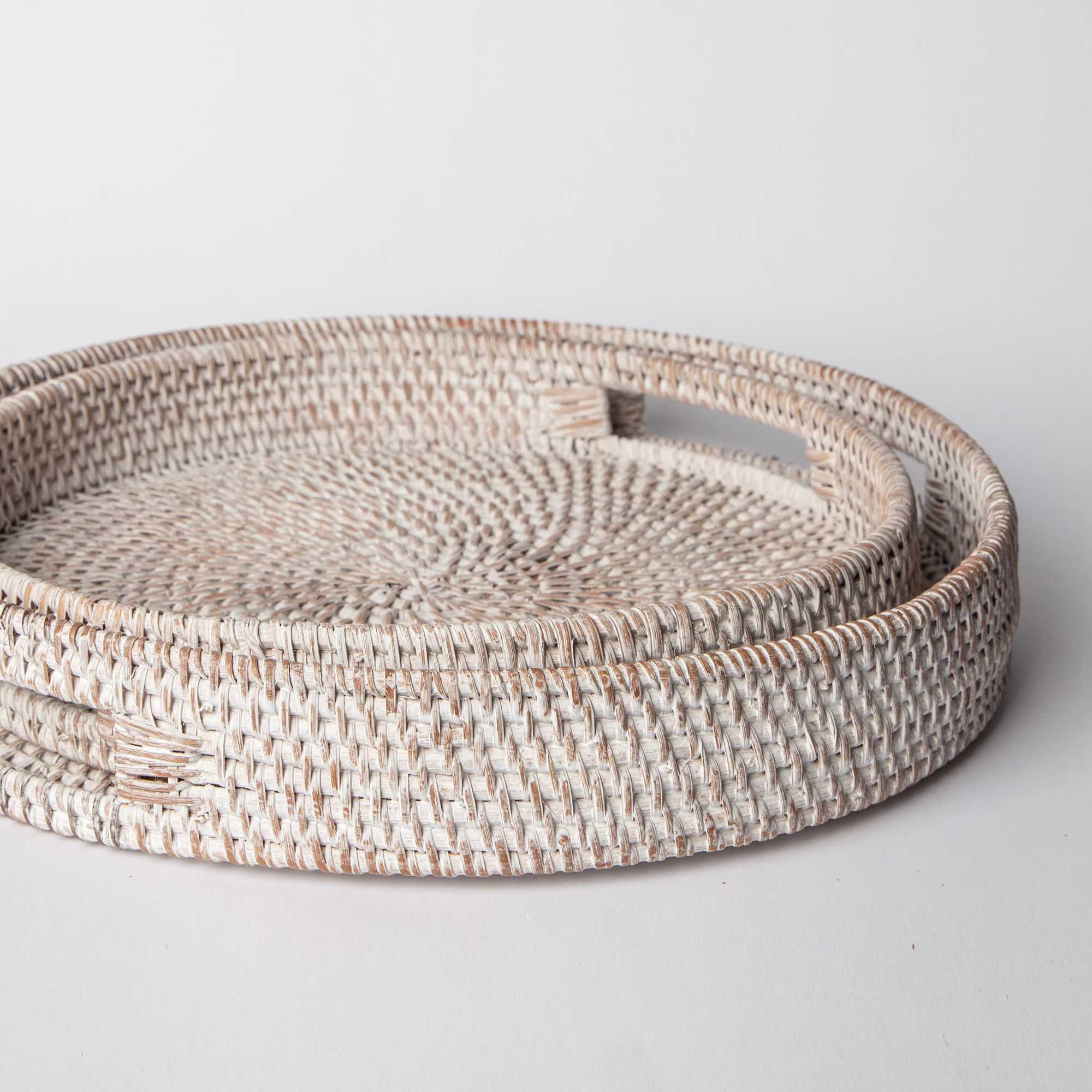 Natural Woven Round Coffee Table Tray