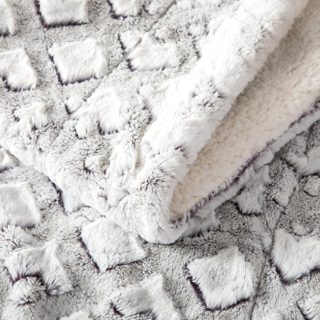 Milky White Faux Fur Sherpa Throw Blanket