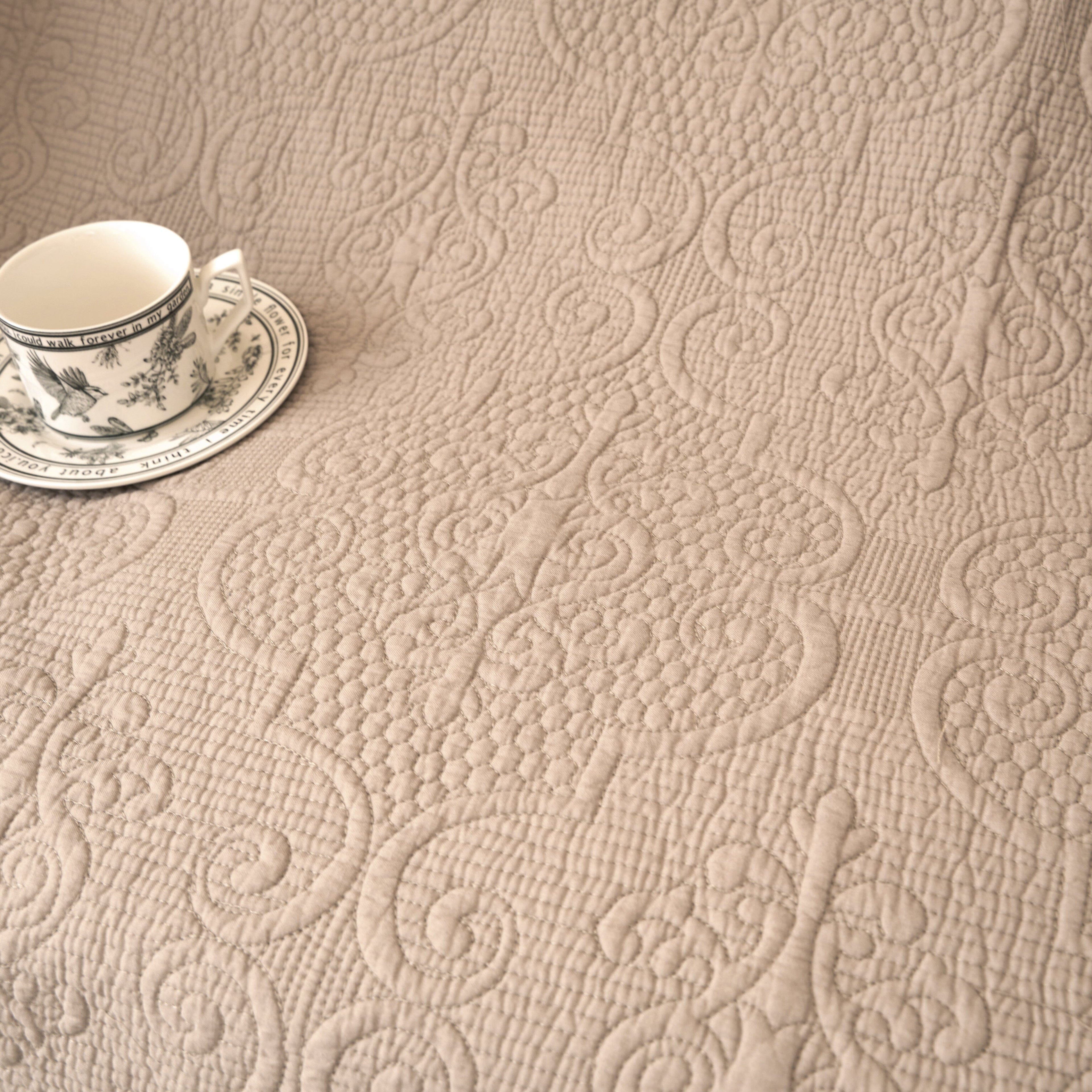 Fringed Cotton Quilted Throw Blanket
