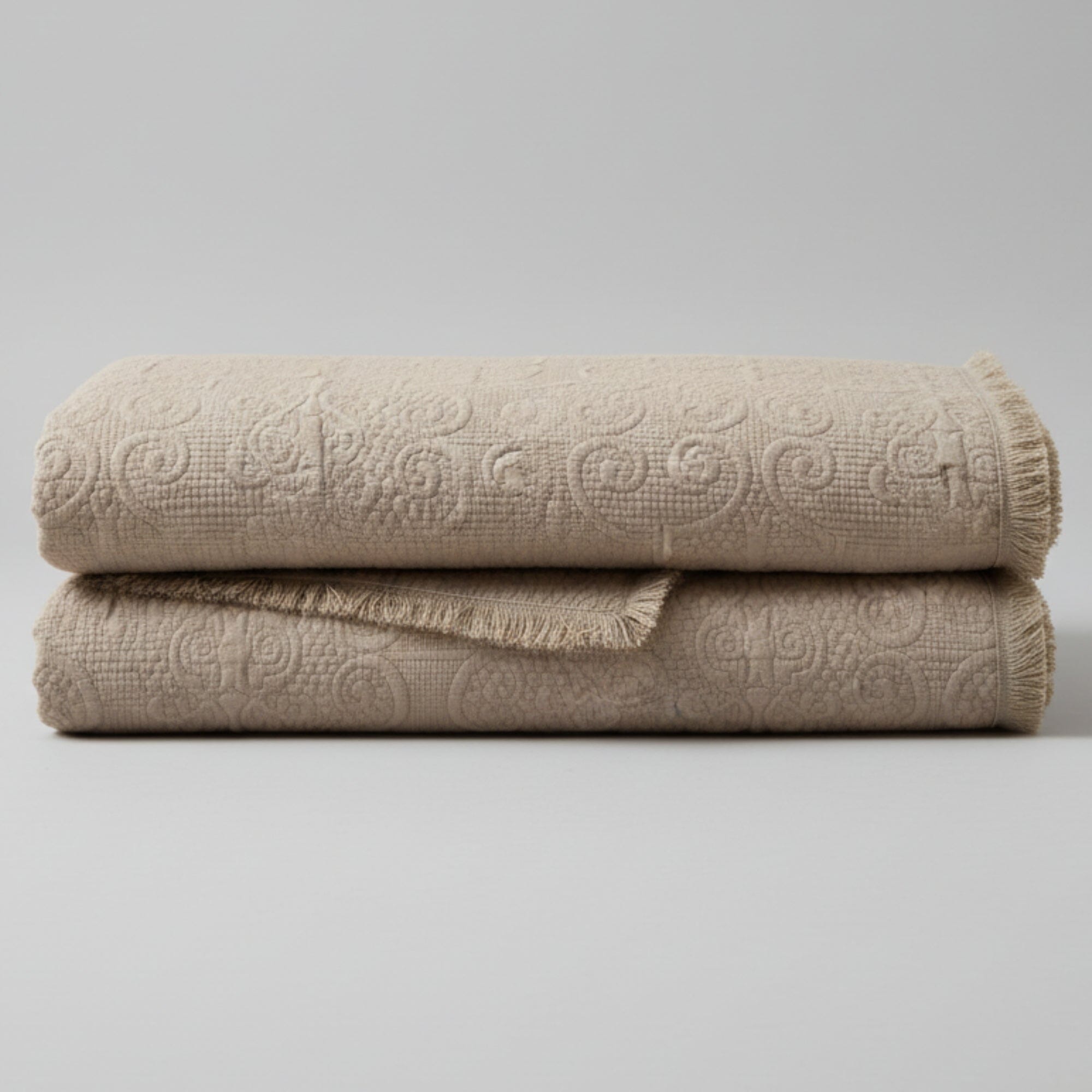 Fringed Cotton Quilted Throw Blanket