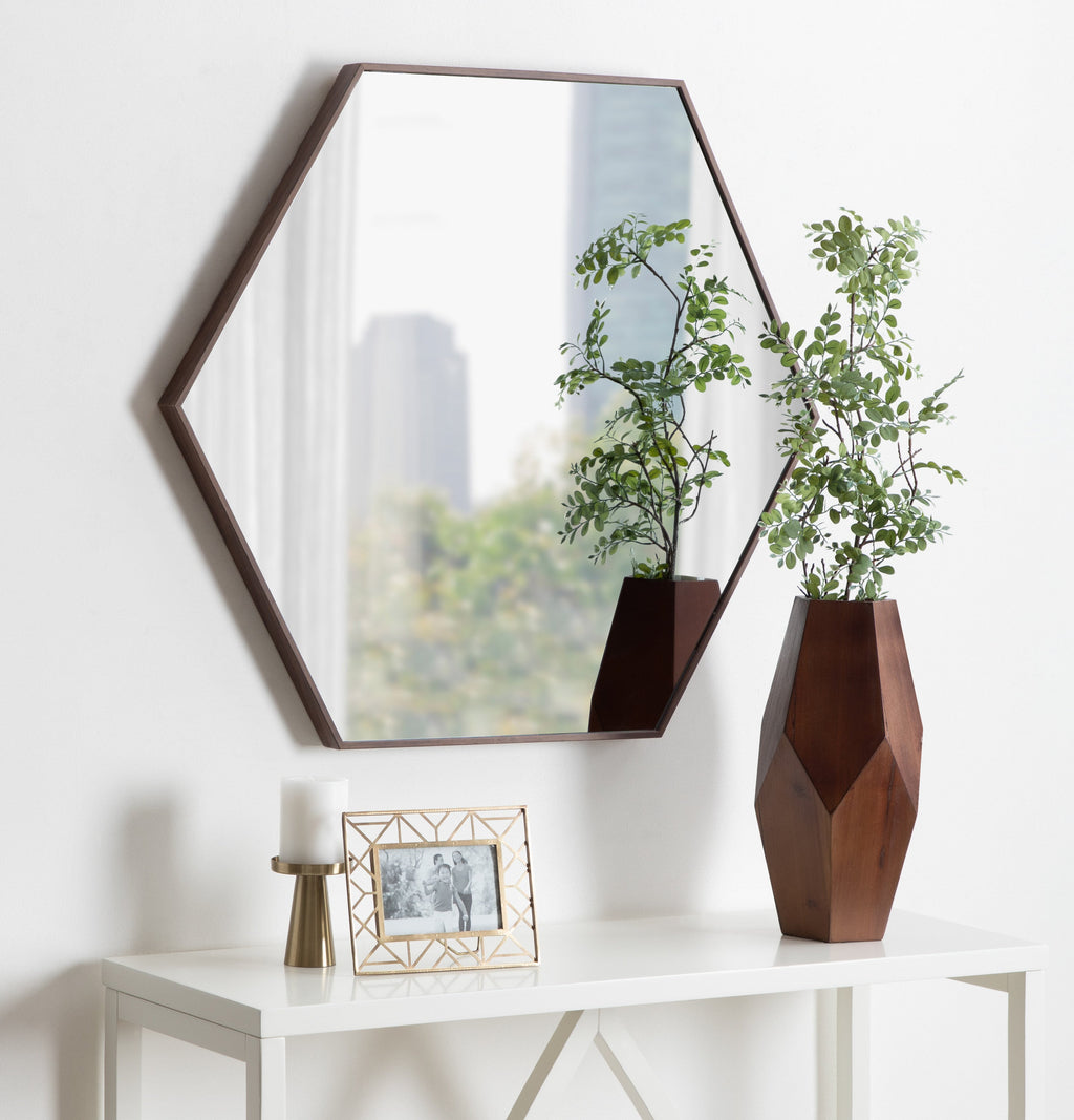Framed Hexagon Wall Mirror