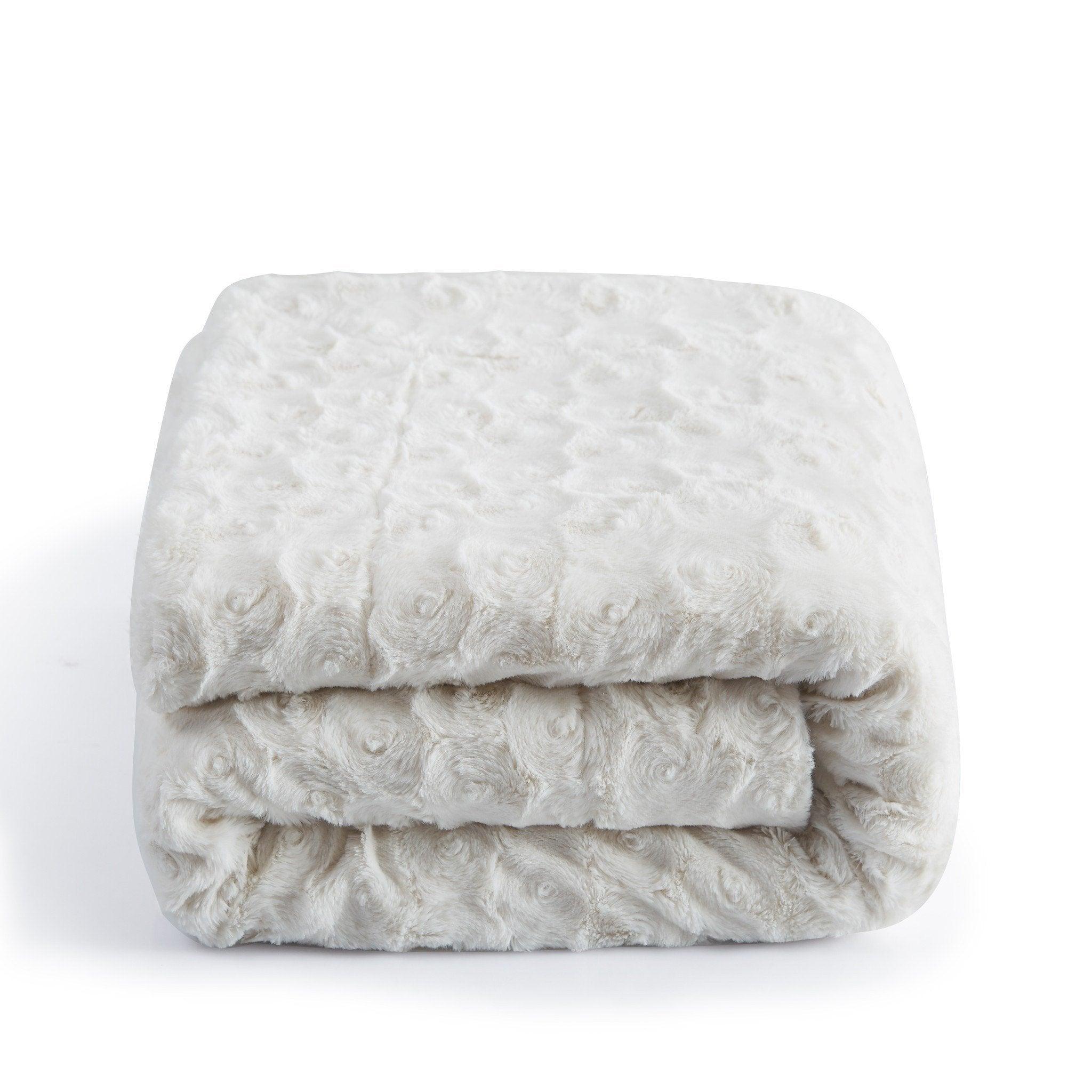 Creamy White Sherpa Faux Fur Throw Blanket