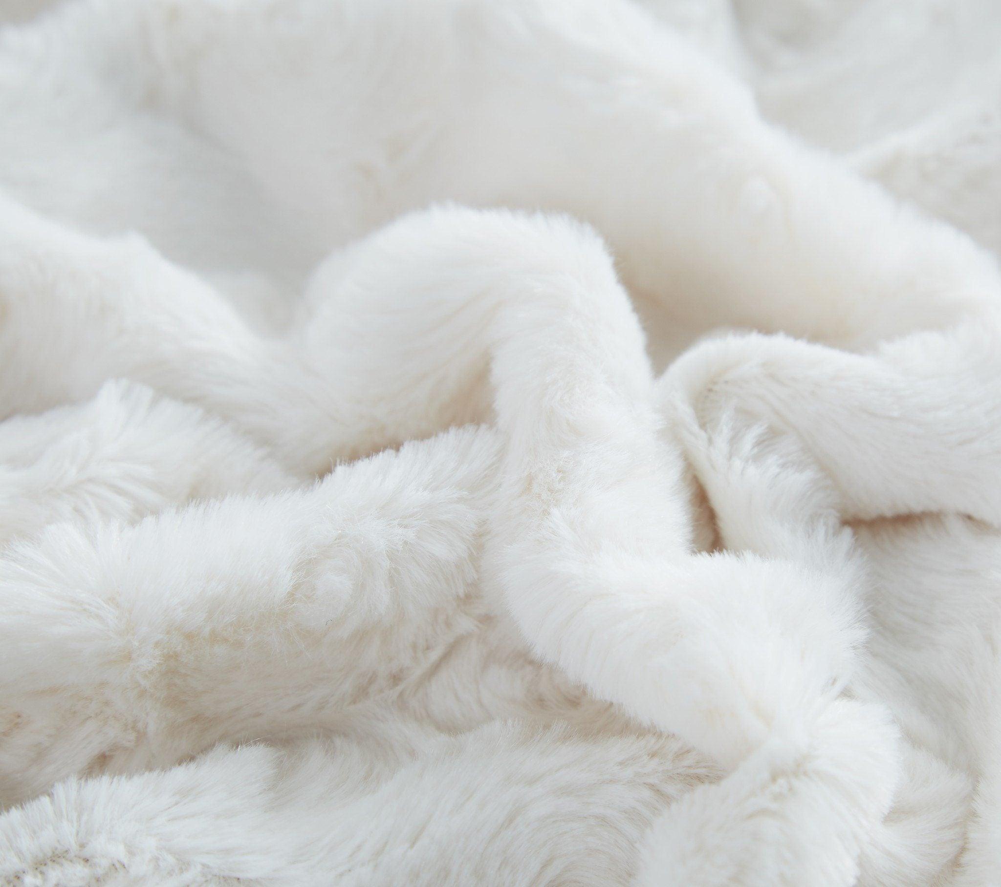 Creamy White Sherpa Faux Fur Throw Blanket