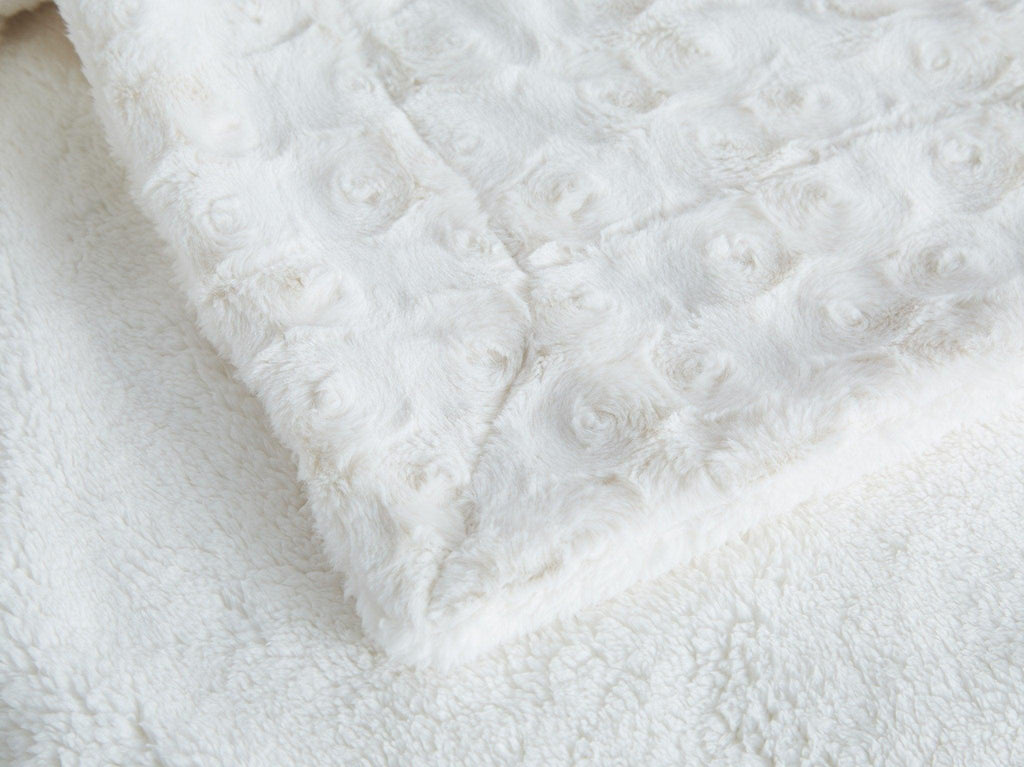 Creamy White Sherpa Faux Fur Throw Blanket