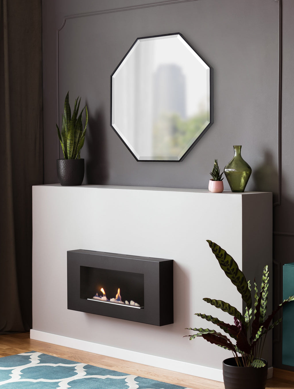 Framed Octagon Wall Mirror