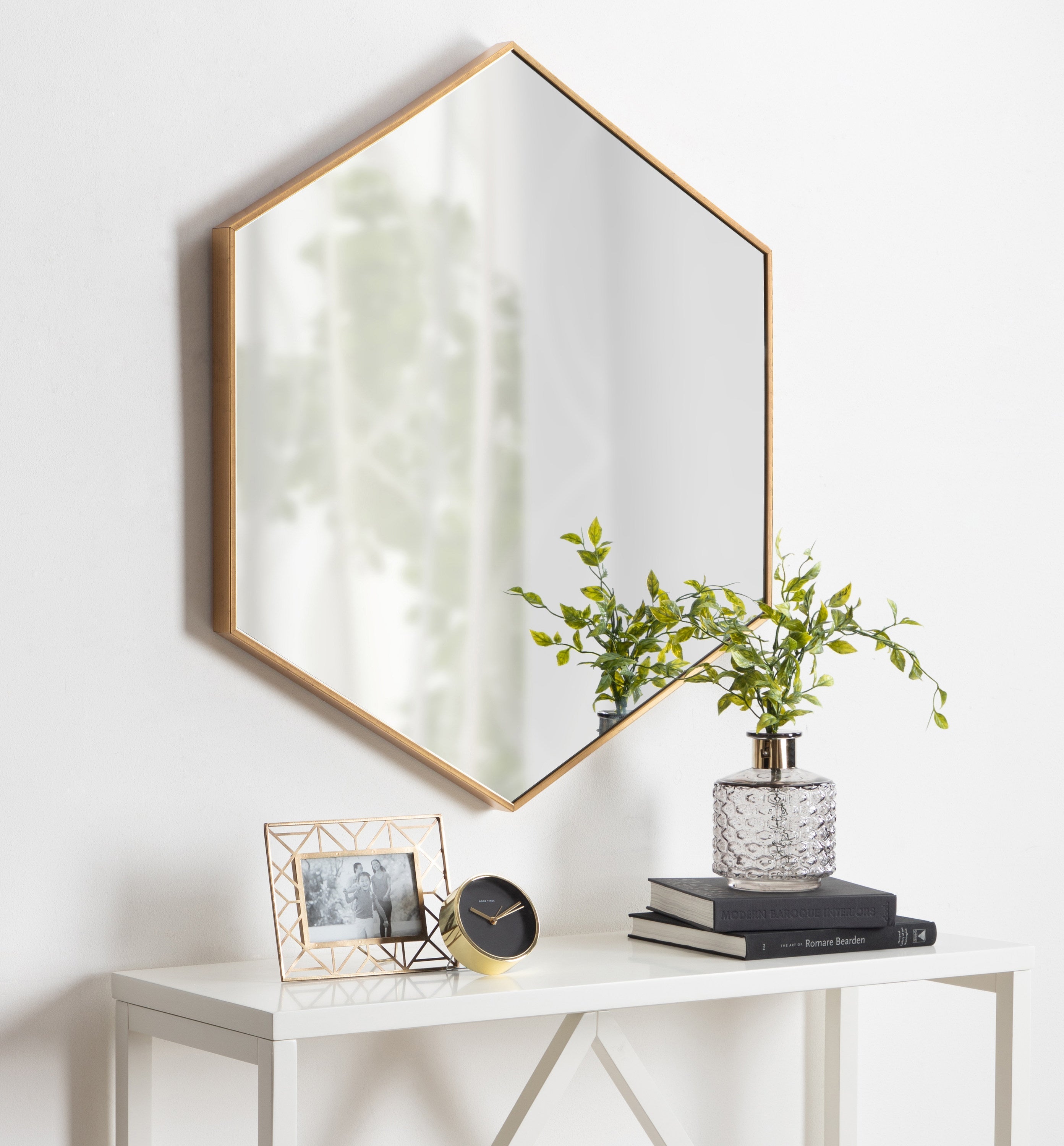 Framed Hexagon Wall Mirror