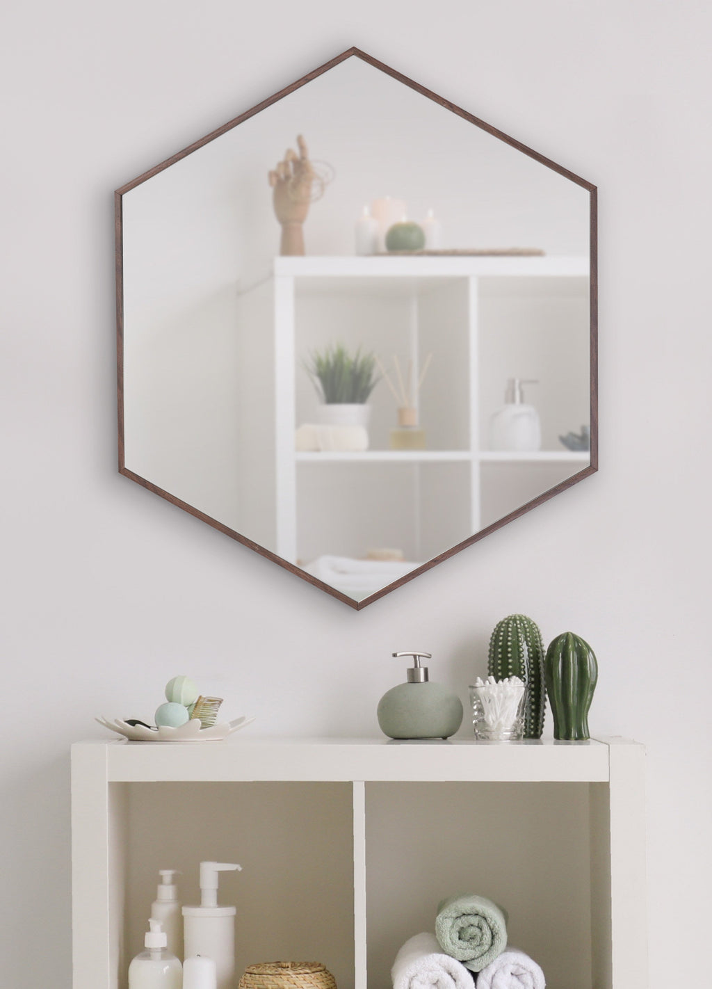Framed Hexagon Wall Mirror