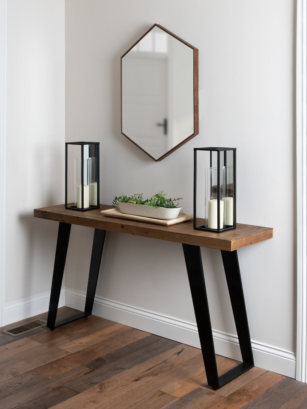 Framed Hexagon Wall Mirror
