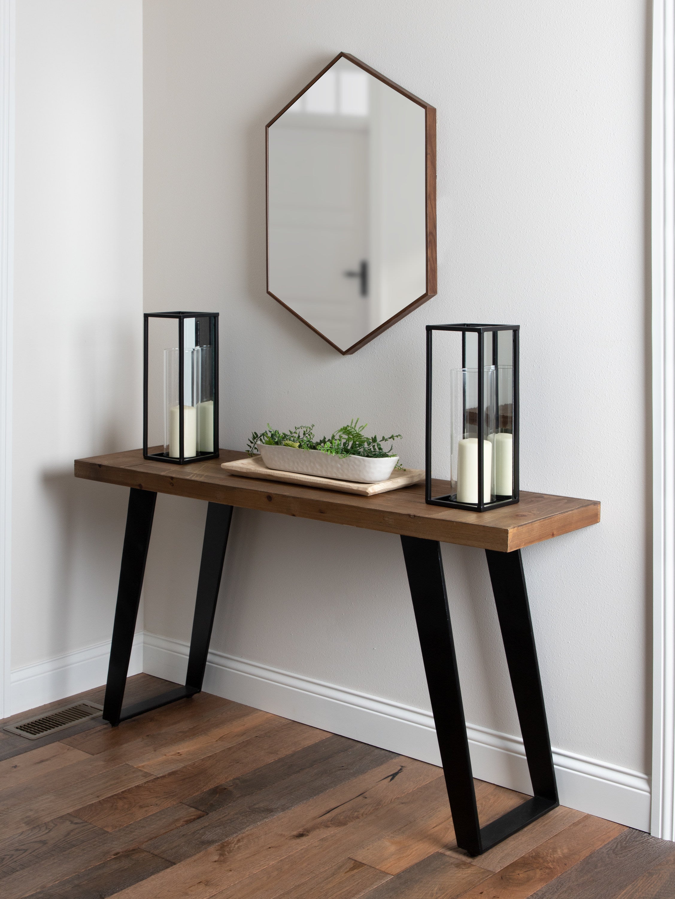 Framed Hexagon Wall Mirror