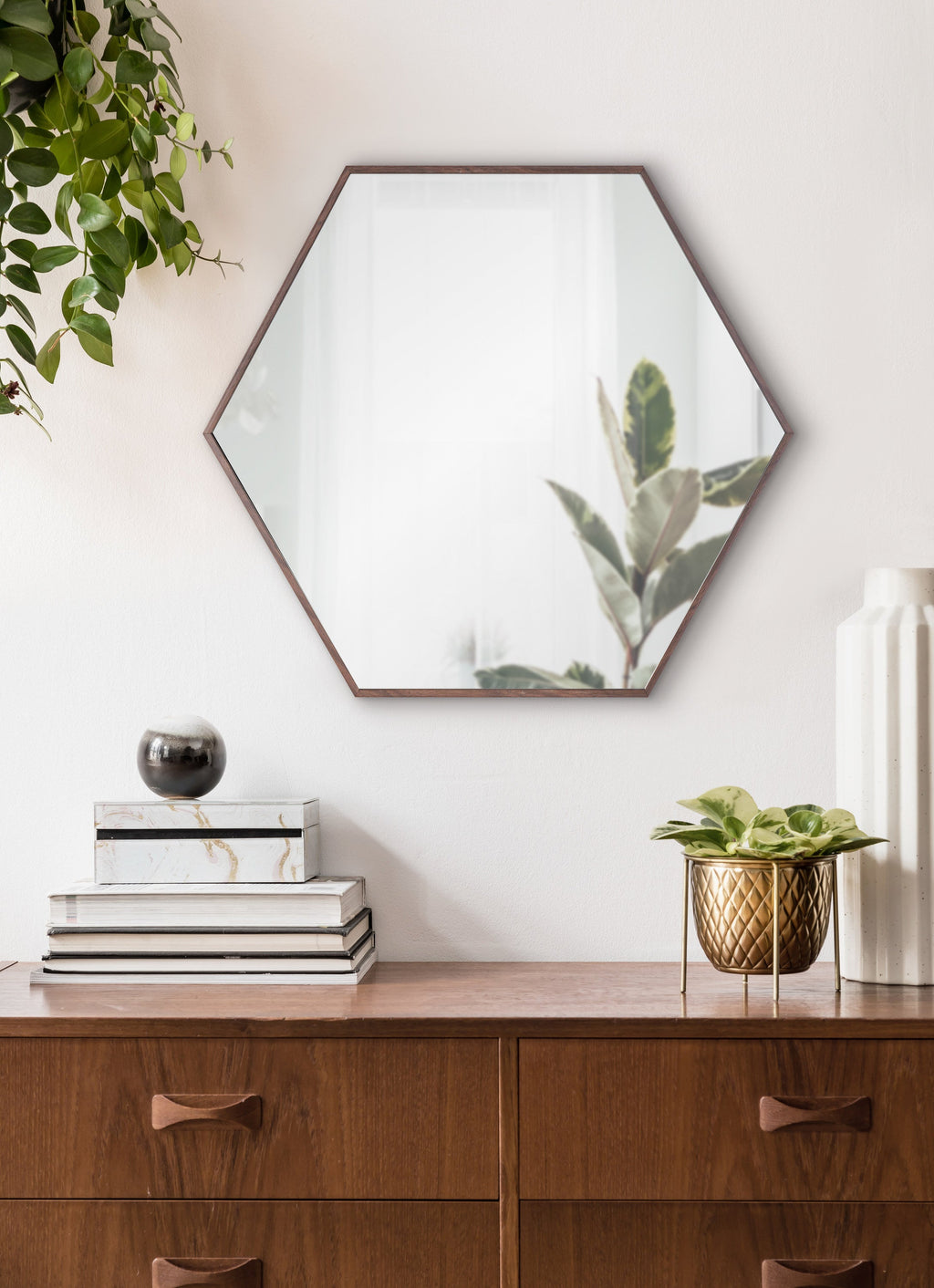 Framed Hexagon Wall Mirror