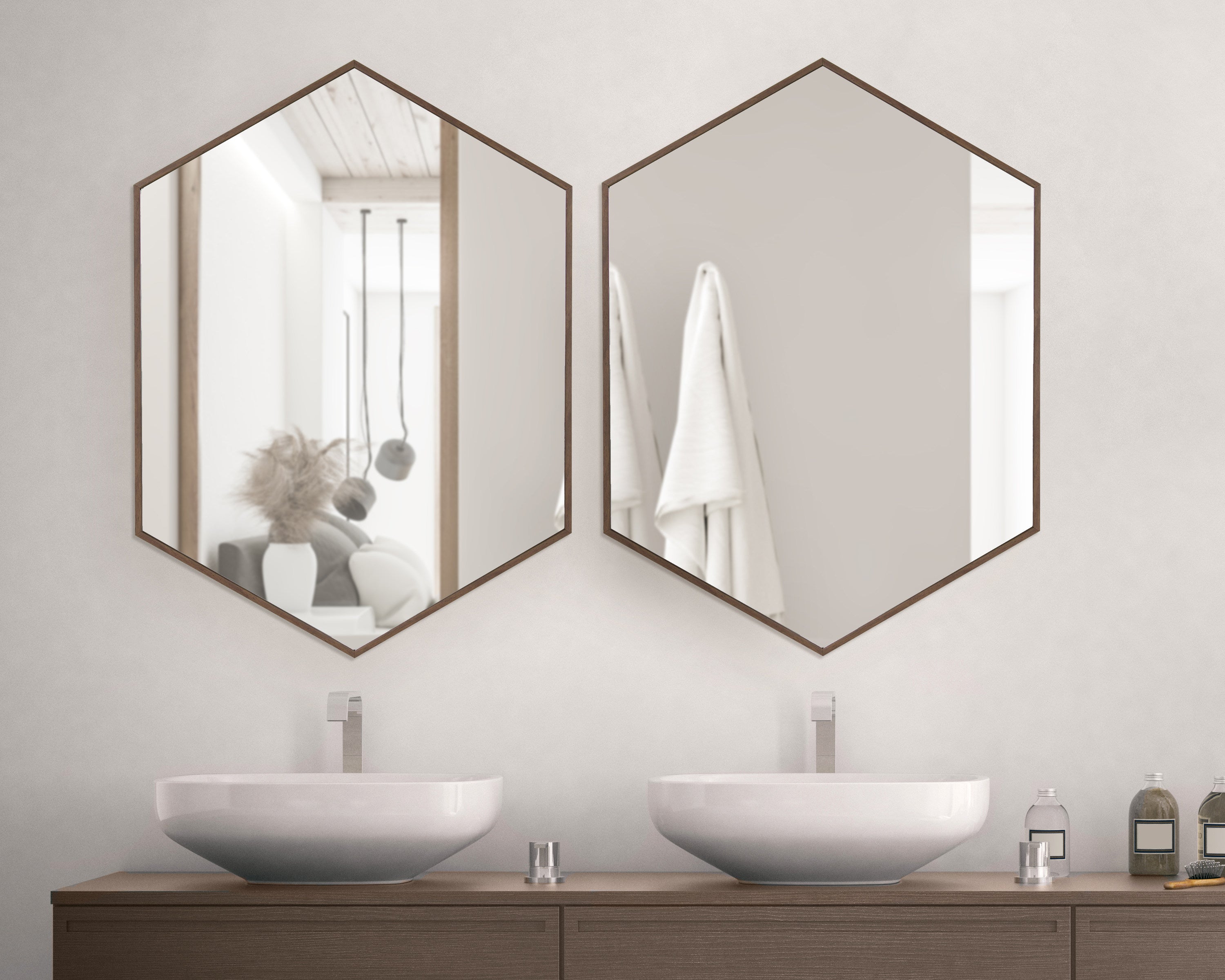 Framed Hexagon Wall Mirror