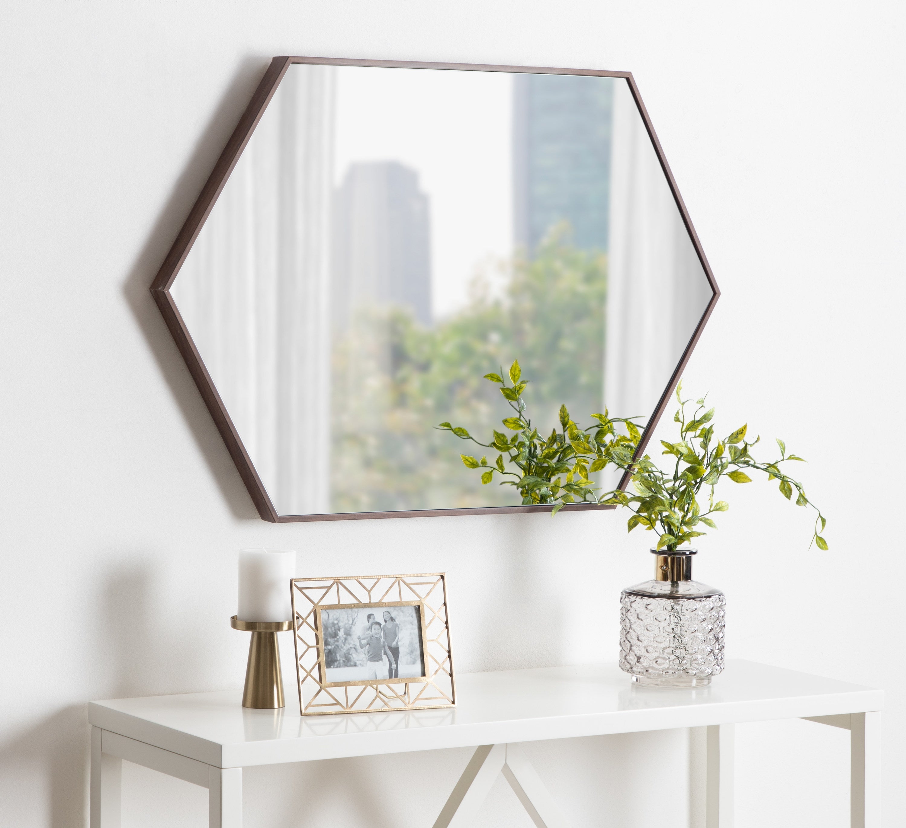 Framed Hexagon Wall Mirror