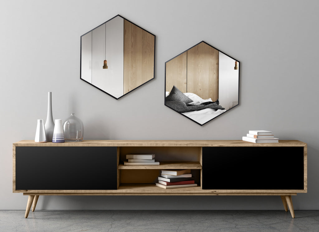 Framed Hexagon Wall Mirror