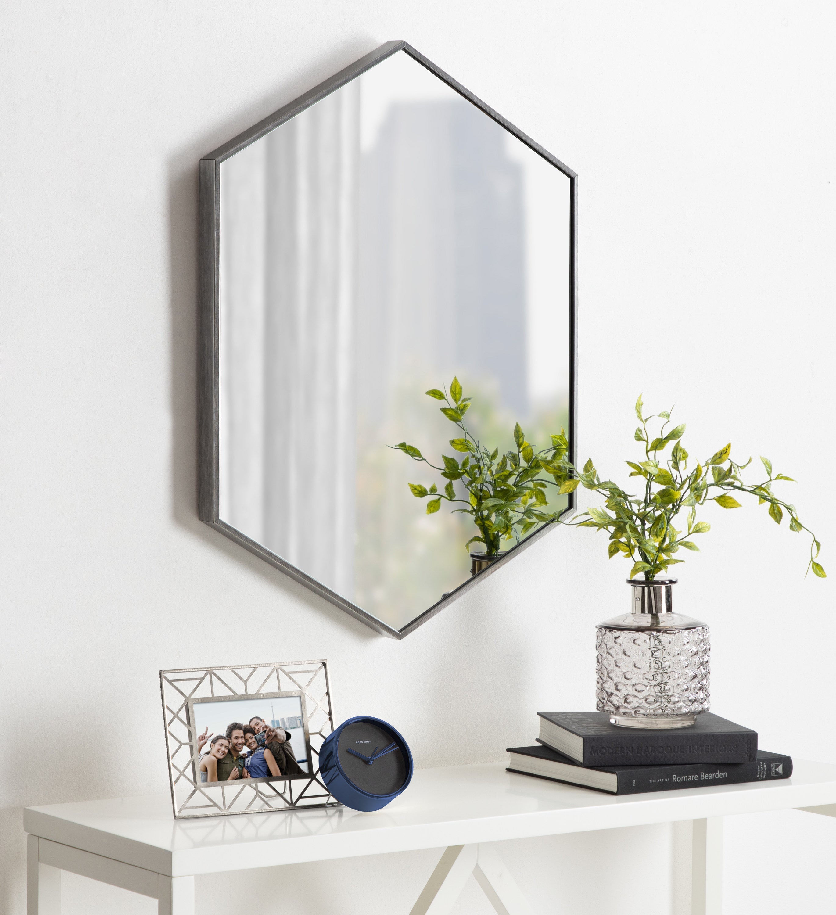 Framed Hexagon Wall Mirror