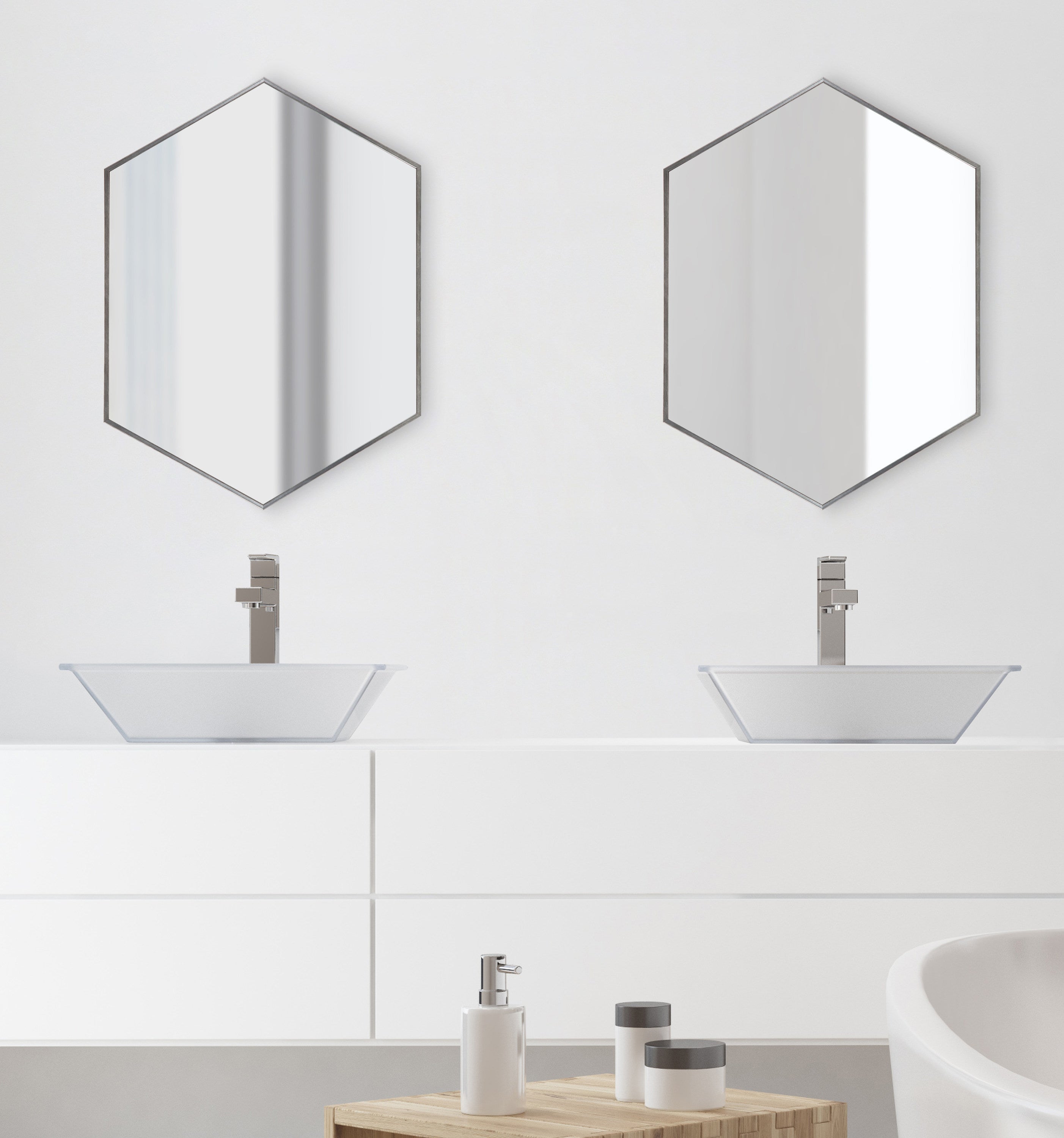 Framed Hexagon Wall Mirror