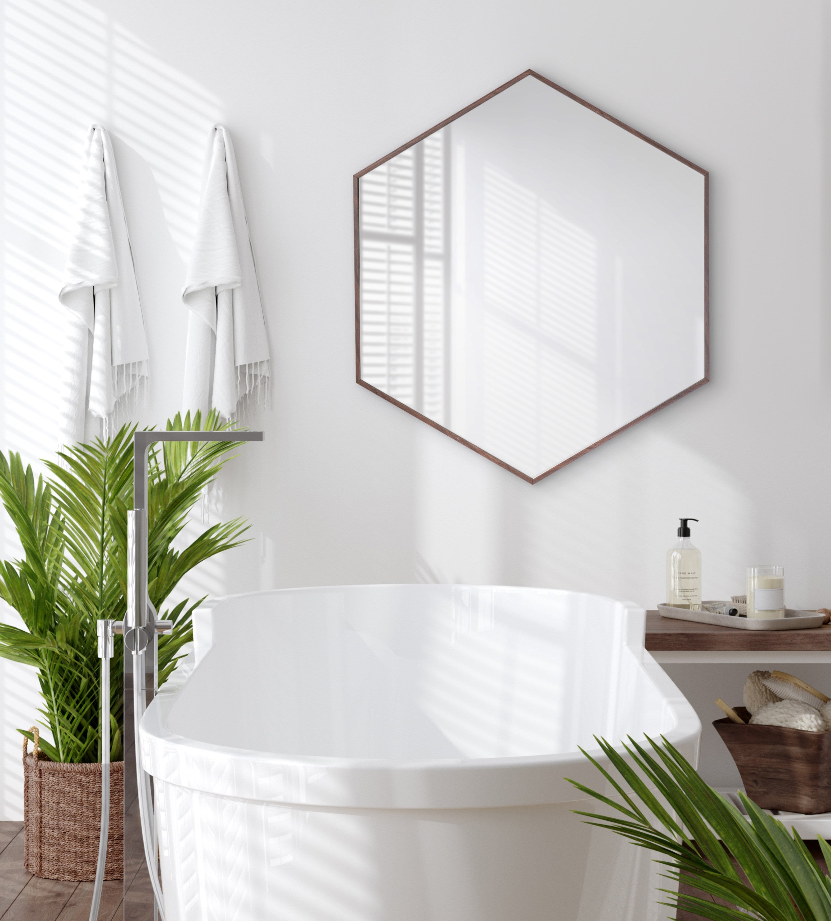 Framed Hexagon Wall Mirror