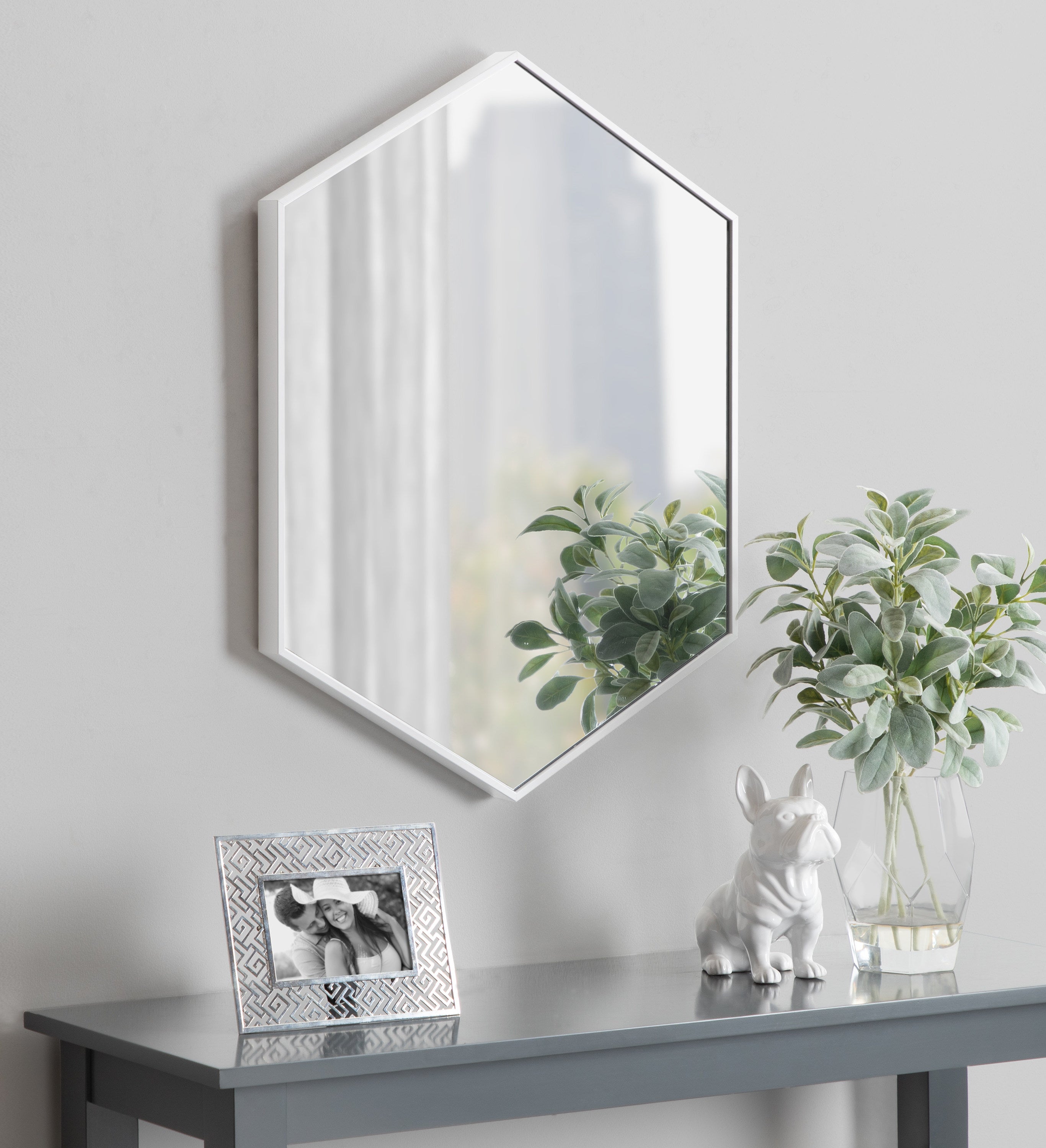Framed Hexagon Wall Mirror